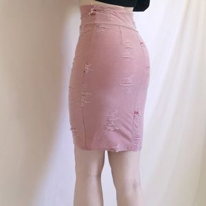 Myth Skirts - Pastel Pink Distressed Skirt Myth Skirts - Pastel Pink Distressed Skirt